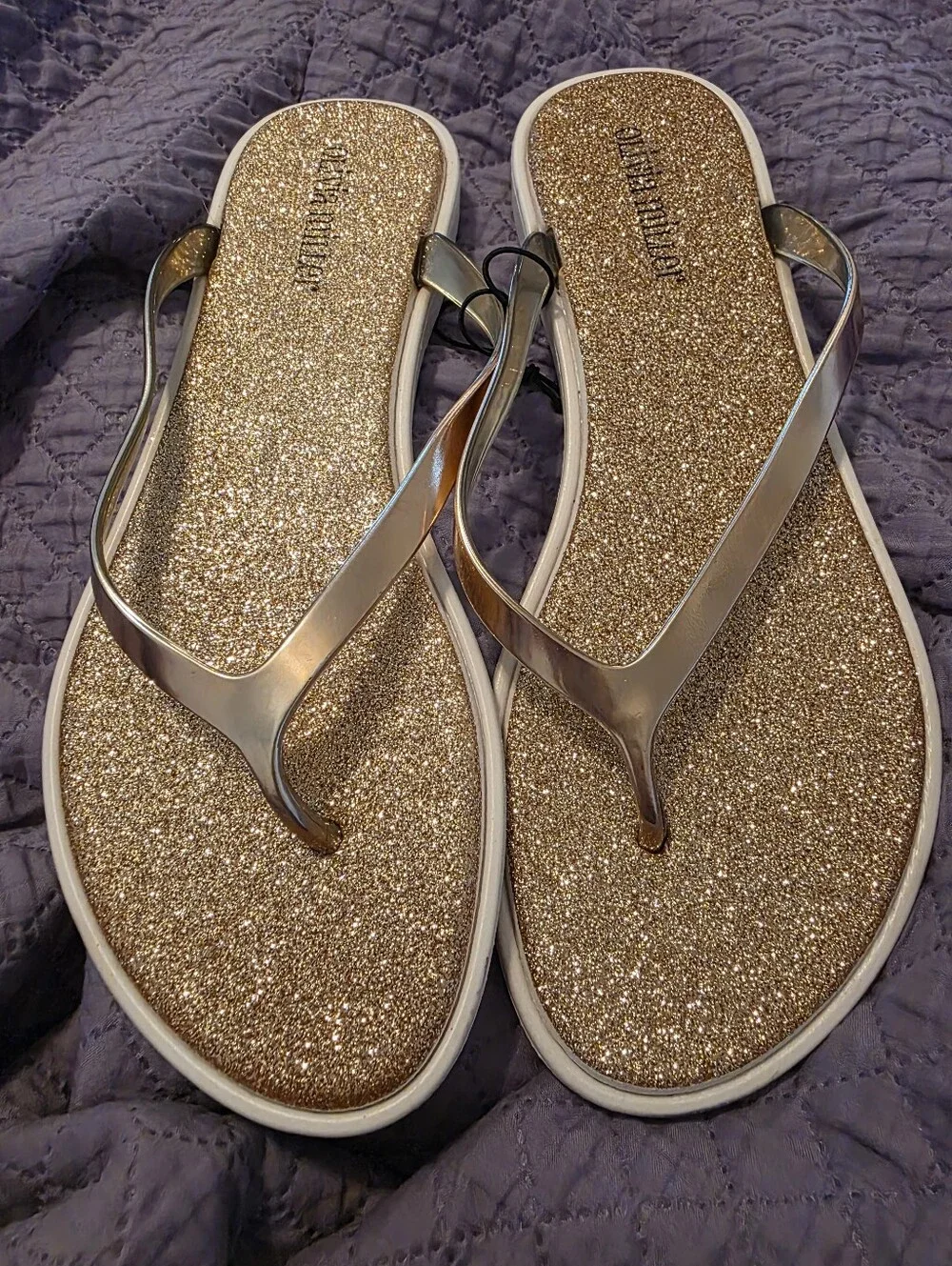 Olivia Miller Gold Glitter Benonia Flip Flop Sandels